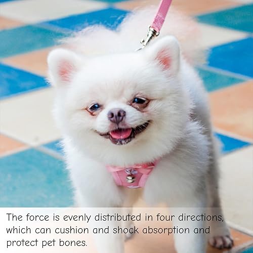 Miniatura 7 de Arnés de algodón para gato y correa para caminar, color rosa, a prueba de escapes, chaleco suave, ajustable, chaqueta transpirable para perros