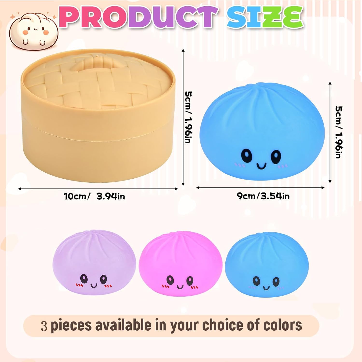 Dumpling Squishys, 9cm Squishys Dumpling con Vaporiera, Divertente Giocattoli Sensoriali, Antistresse Fidget Toys per Adulti, Regalos per Compleanno e Pasqua (1 Pezzi) - 4