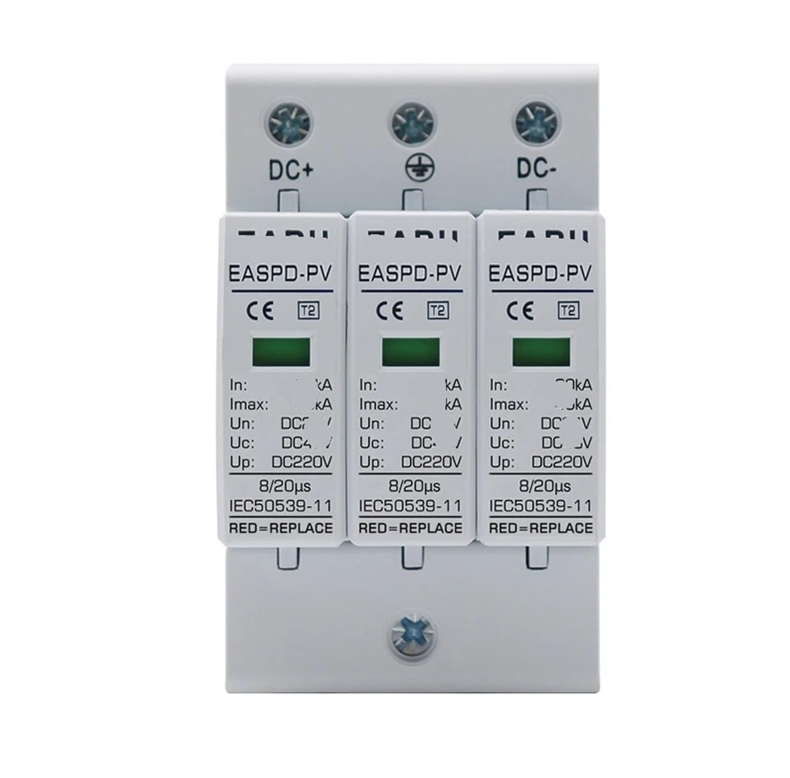JNVFTCUX 3P Power Surge Protector SPD Arrester Low Voltage House DC 12V 24V 48V 500V 800V 1000V 40KA(Dc48v 30-60ka)
