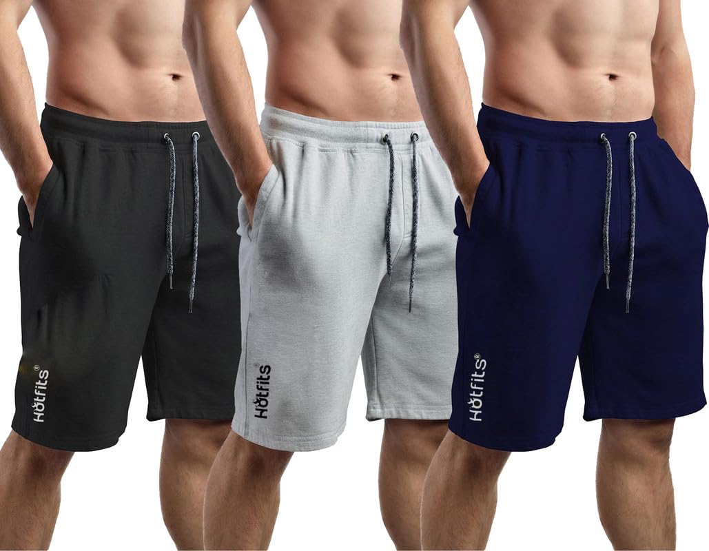 Plus Sizes Men's Cotton Solid Regular Knee Length Shorts (XXL,3XL,4XL,5XL,6XL,7XL,8XL Shorts),Workout Shorts, Running Shorts,Night Wear Shorts with 2 Side Pockets- Pack of 3-image-6
