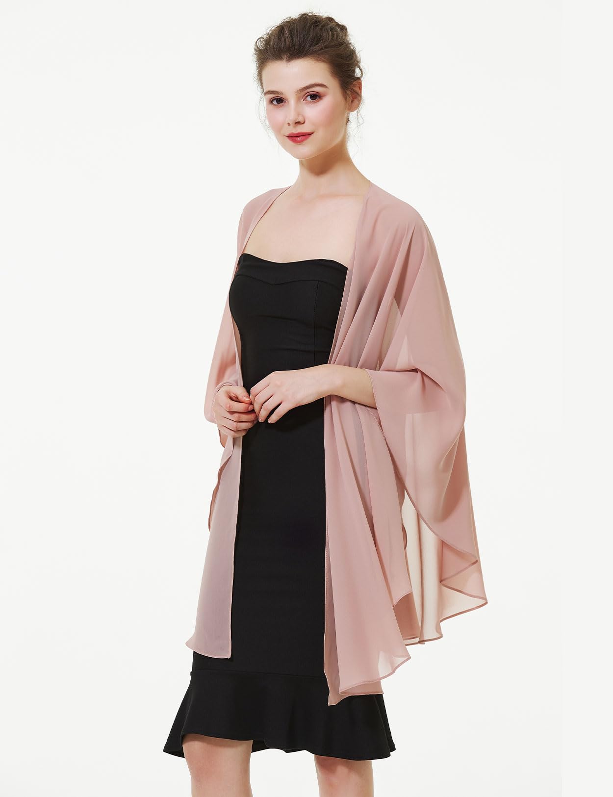 BEAUTELICATE Scialle Donna Elegante per Cerimonia Taglie Forti Chiffon Coprispalle Sheer Stola Donna per Matrimonio Estivo Sposa Abiti
