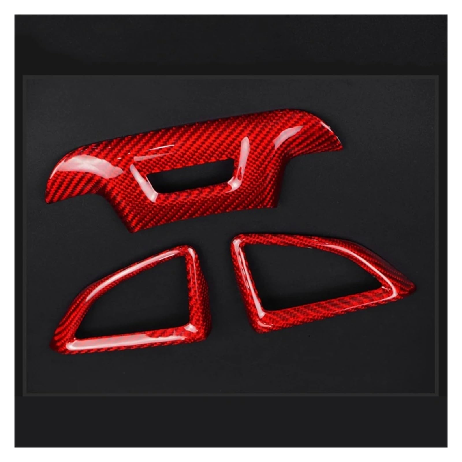 Car Interior Mouldings for Chevrolet for Camaro Carbon Fiber Car Steering Wheel Panel Decoration Sticker 2016-2021 Trim Car Interior Panel Trim(Red)