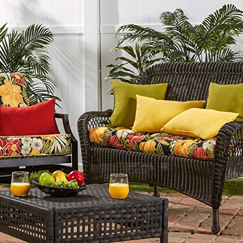 Image of South Pine Porch Outdoor 44x17-inch Swing /Bench Cushion, Aloha Black Floral