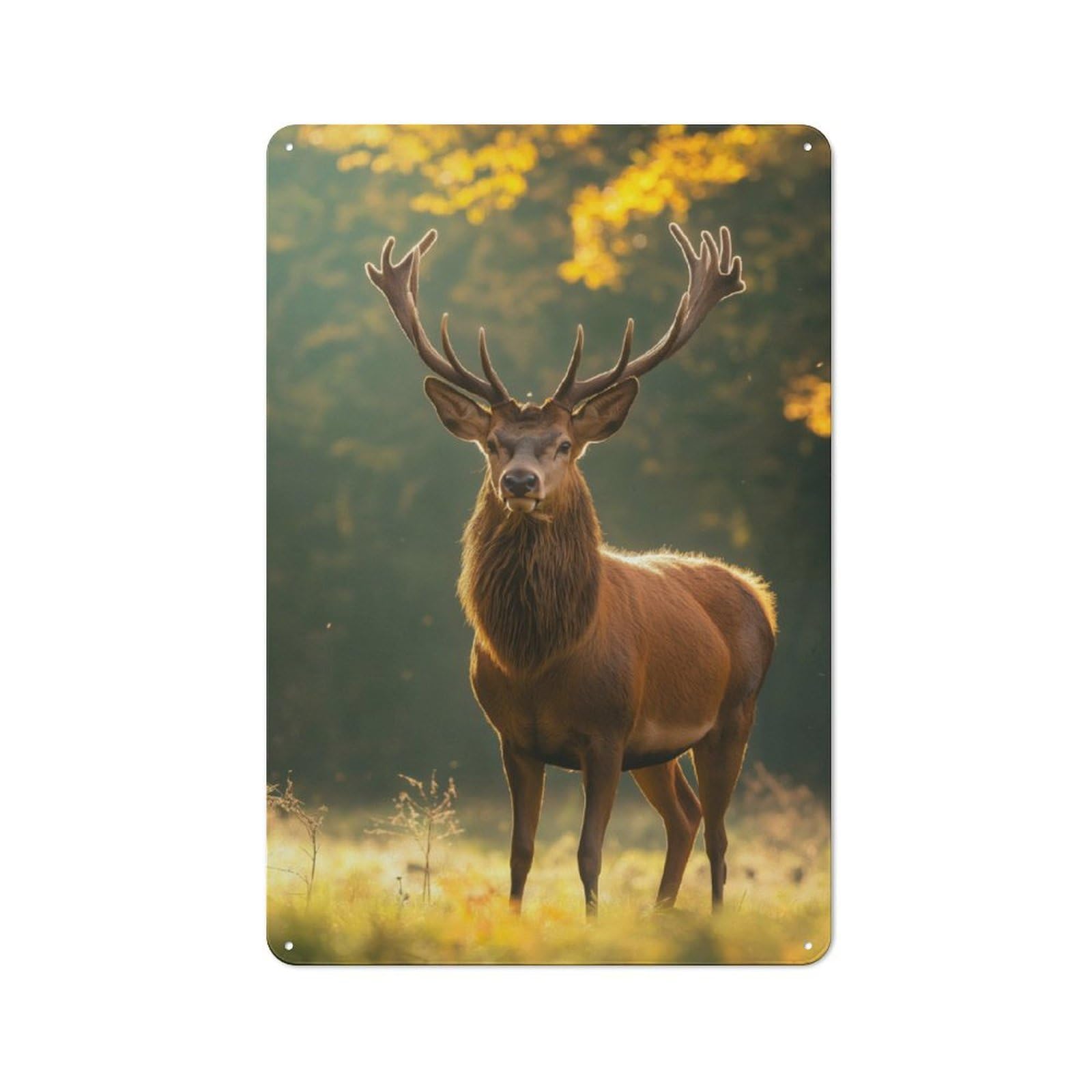 Junmoney Majestic Red Deer Stag Rustic Metal Plaque 30X20cm For Studio Or Craft Room, Suited To Craft Room Decorators