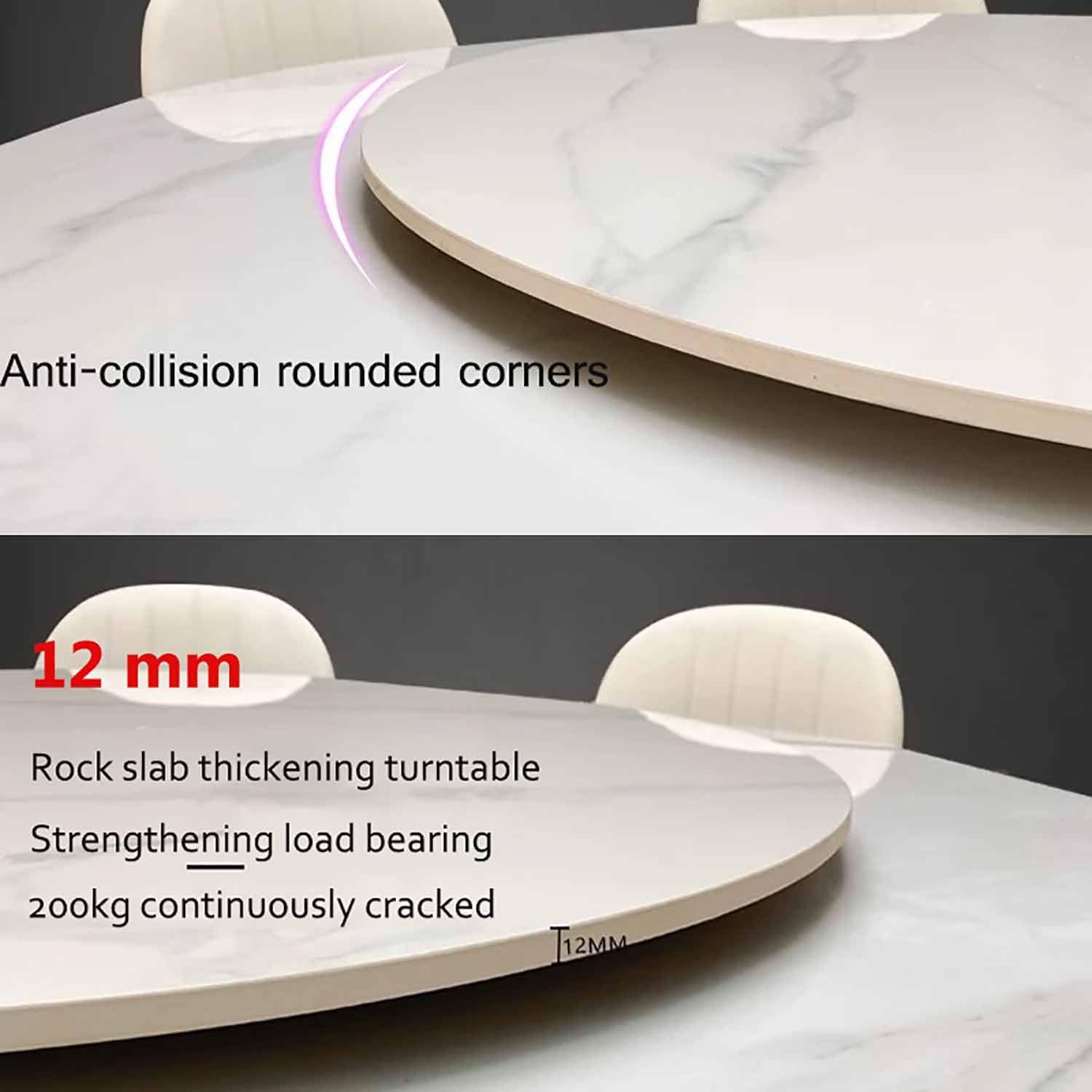 Mesa de comedor de mármol giratoria de 360°, placa redonda para comedor, ideal para mesas de 60100 cm, decoración elegante del hogar, perfecta para entretener a los invitados