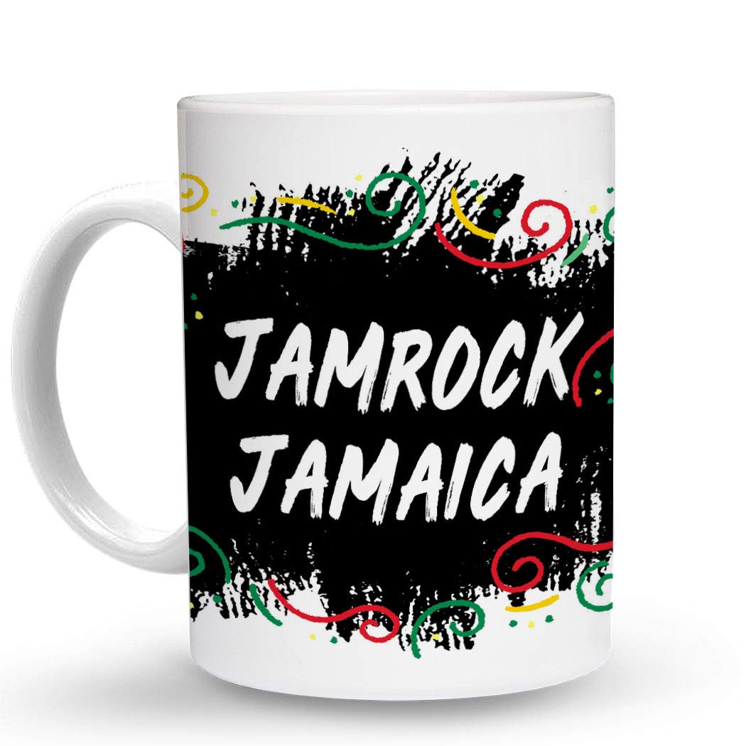 MakoroniJAMROCK JAMAICA Jamaican Jamaica Reggae - 11 Oz. Unique Ceramic Coffee Cup, Coffee Mug