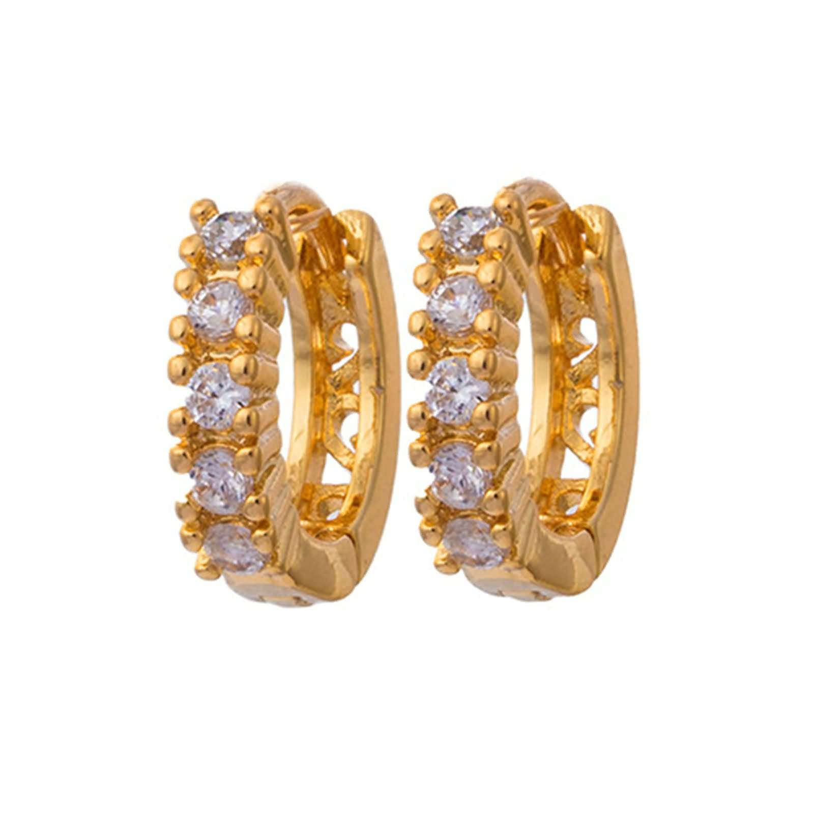 Ohrringe Hochzeit Damen 9K / 14K / 18 Karat Gold, Rund mit Moissanit, Damenohrringe Gold Creolen