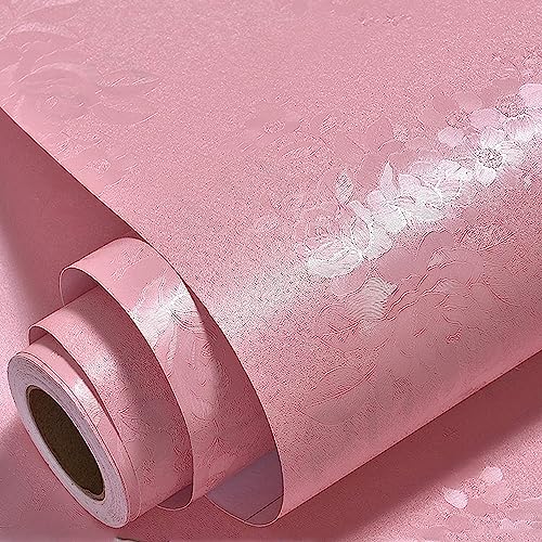 Image of ELTON DIY Self Adhesive Rose Textured Wall Paper Wall Decal for Living Room Bed Room Interior Exterior Easily Removable Furniture Make Over (45 x 300 Cms, Pink Rose, el2002)