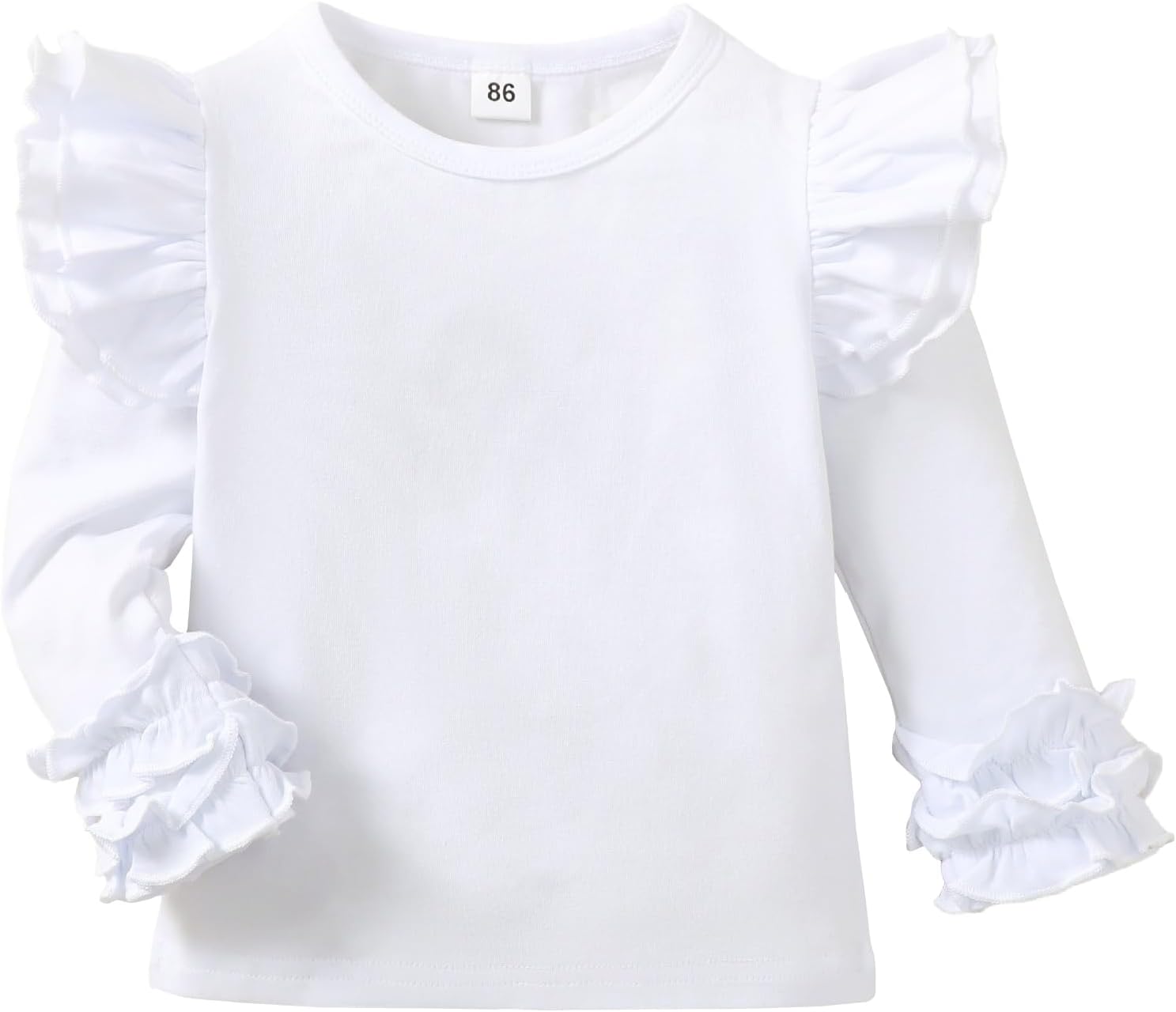 Toddler Girls Solid Color T-Shirt Kids Blouse Plain Ruffle Sleeve Top Baby Girl Cotton Casual Clothes