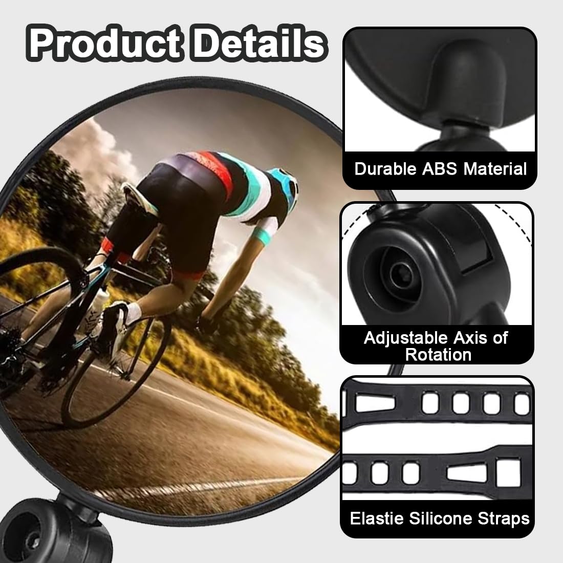 Specchietto Retrovisore Bicicletta, 2 Pezzi, 360° HD Regolabile Rotazione, Convesso, Universale e Sicuro, Ciclismo Retrovisori, Per Veicoli Elettrici, Bici da Strada di Montagna (15-32mm)