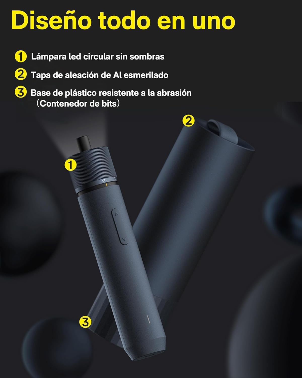 HOTO Juego de Destornillador Eléctrico 3.6V Inalámbrico, 4 N.m de Par | 12 Puntas de Acero S2 y Luz LED, kit de herramientas para reparación de computadoras y montaje de muebles