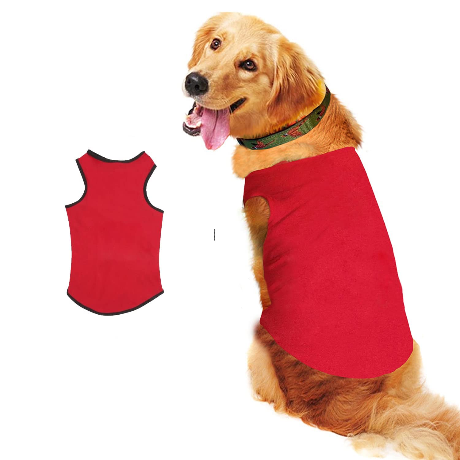 Sage Square Comfortable Cotton Dog T-Shirt ll Soft & Breathable Sleeveless Vest Dog Clothes ll Puppy Tank Top Fashion Apparel (XXXLarge - 30inches, Red) (B09SG15Z2C) Amazon Price History, Amazon Price Tracker