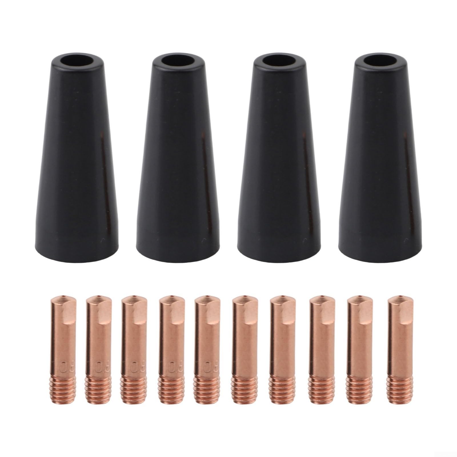 Punte per ugelli per saldatura MIG, design senza gas, compatibili con 14AK e 15AK, 4 ugelli con 10 punte in rame