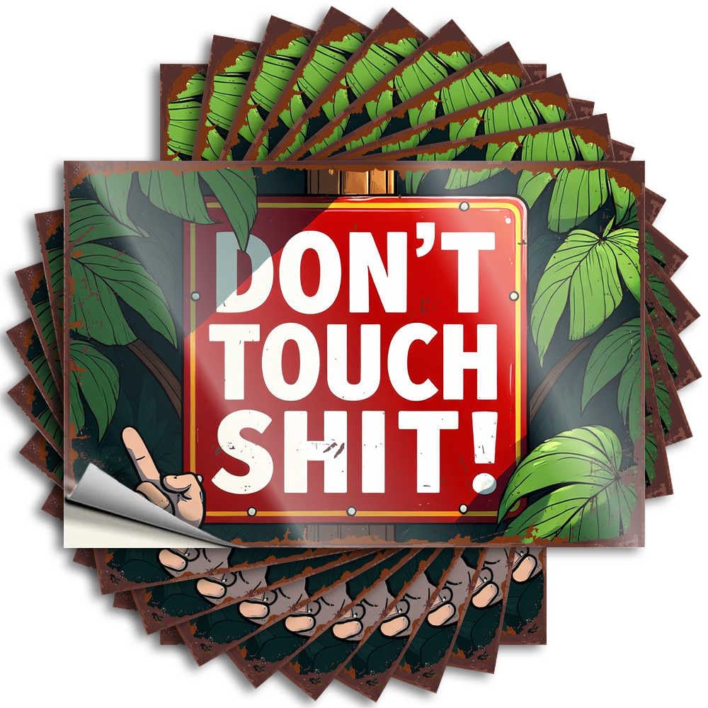 Tattoos Balcony Decor Durable Vinyl - Don't Touch Anything: A Jungle Warning Sign Laptop for Billiards Use(12X18CM)