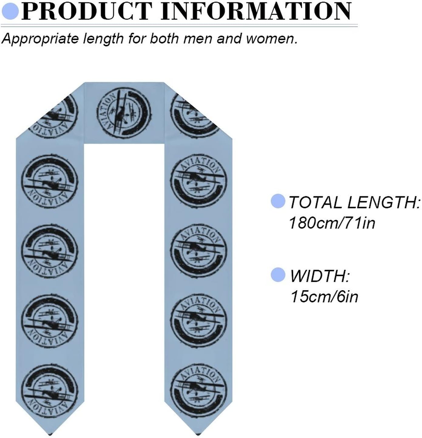 Aviation and Airplane Stamp Silhouettes Graduation Stoles Unisex Graduation Sash Printed Honor Stole Graduation Gift