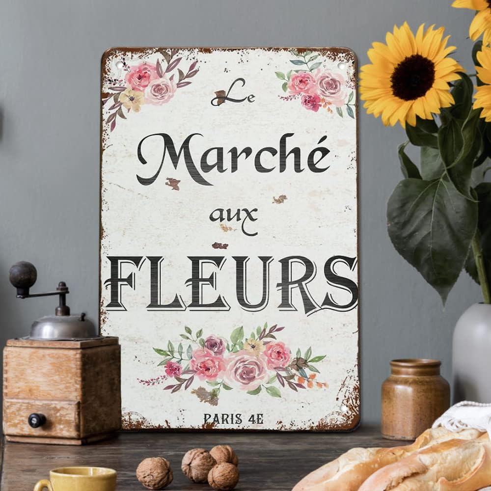 Aeontinity Vintage Metal Tin Sign - French Country Street Sign, 16 X 4 Inch, Rustic Wall Decor