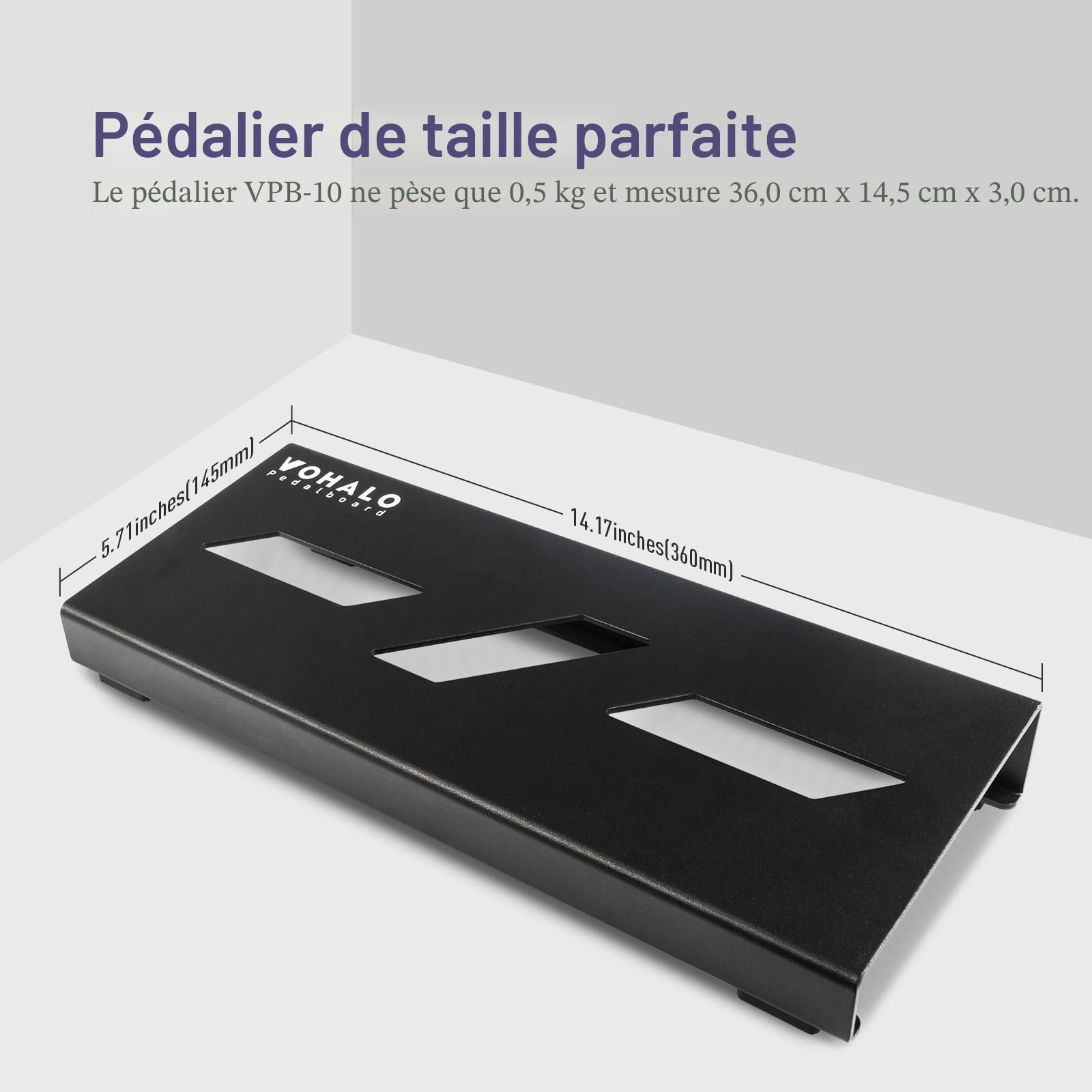 Mini Pédalier de Guitare Boîtier Aluminium Pedalboard Guitar Effects Board avec Pedal Tape, Cable Tie, Patch cable Noir