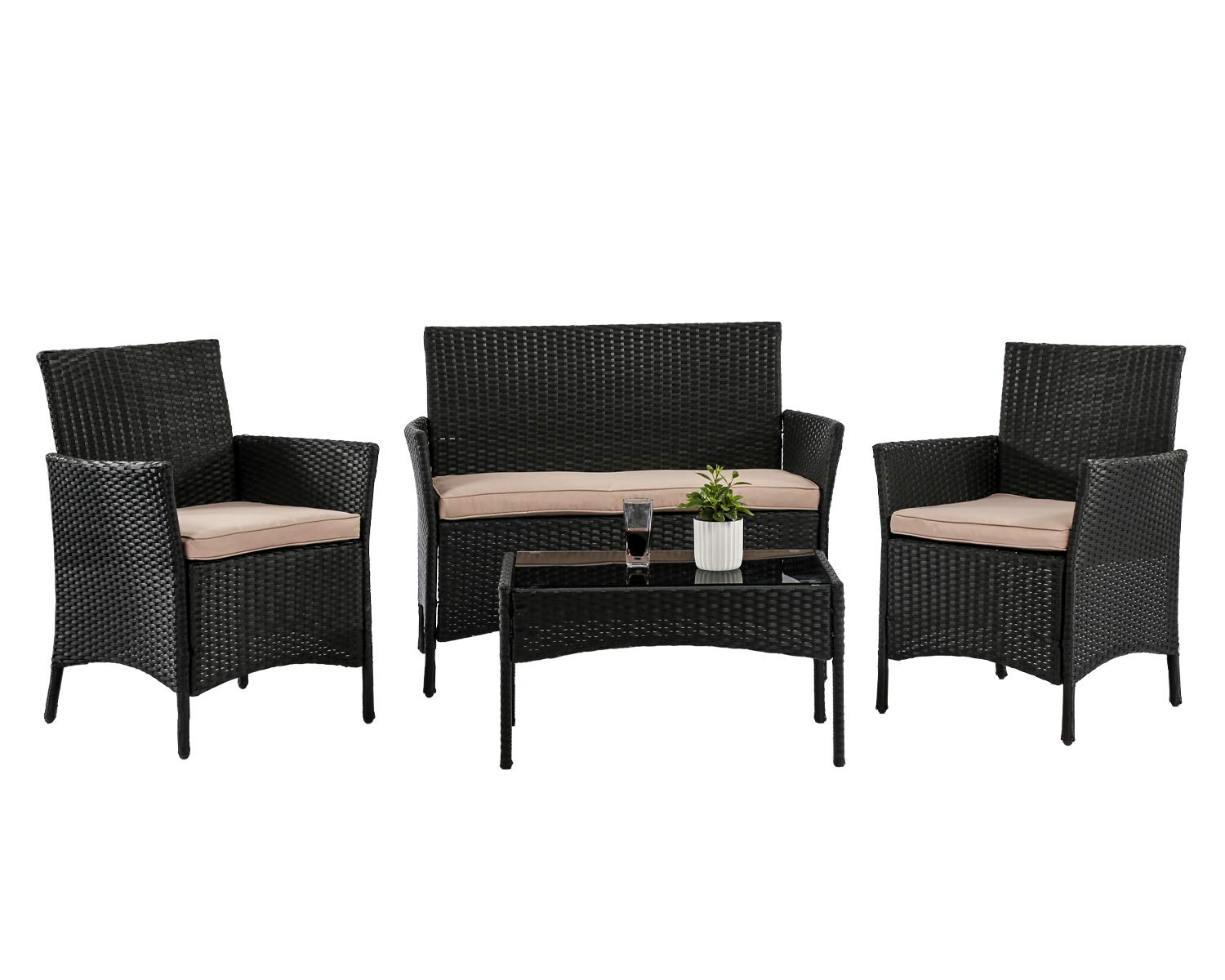 Her Majesty Outdoor Wicker Chair Patio Bistro Rattan Furniture Wicker Conversation Modern Bistro Set