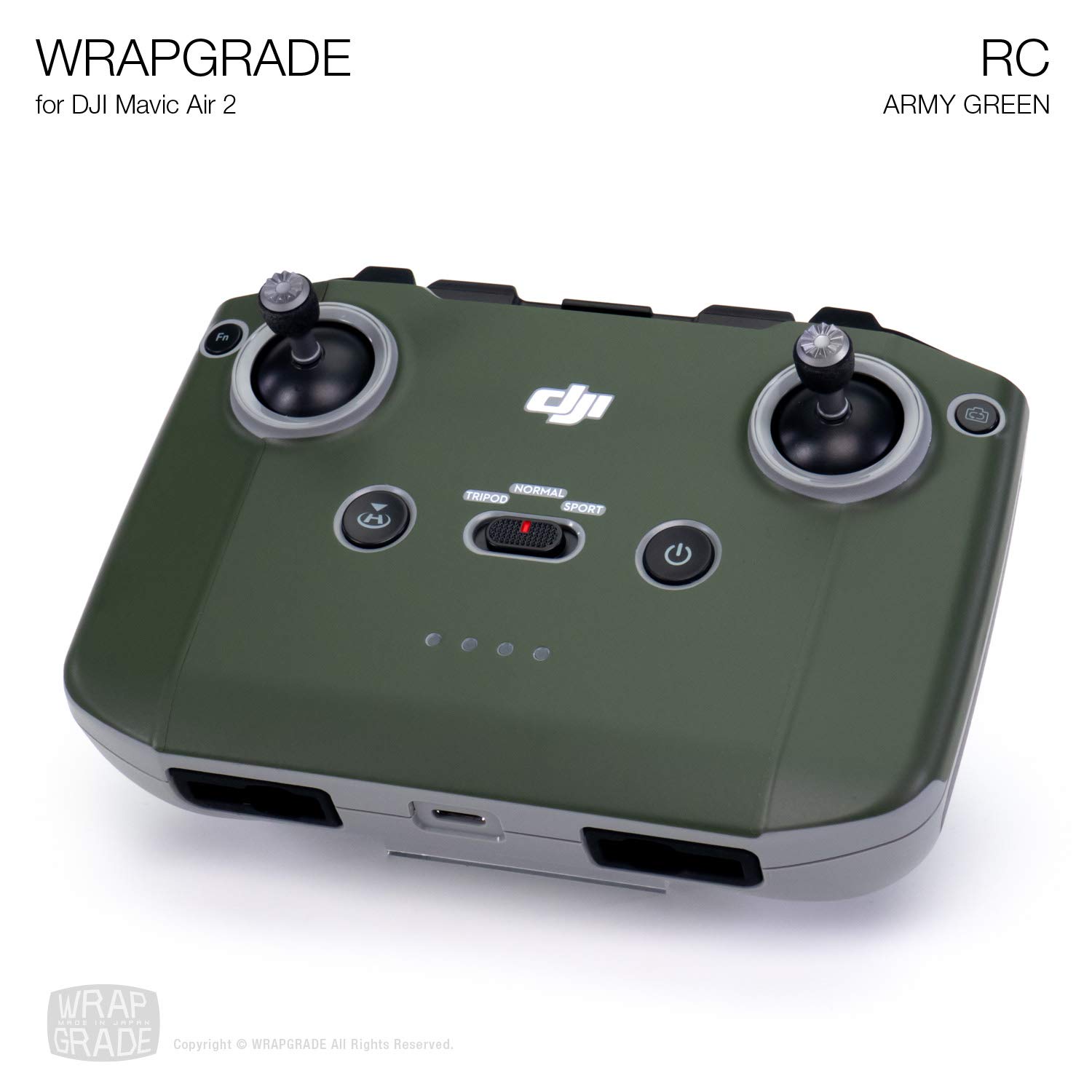 Wrapgrade Skin Compatible with DJI Mavic Air 2 | Remote Controller (Army Green)