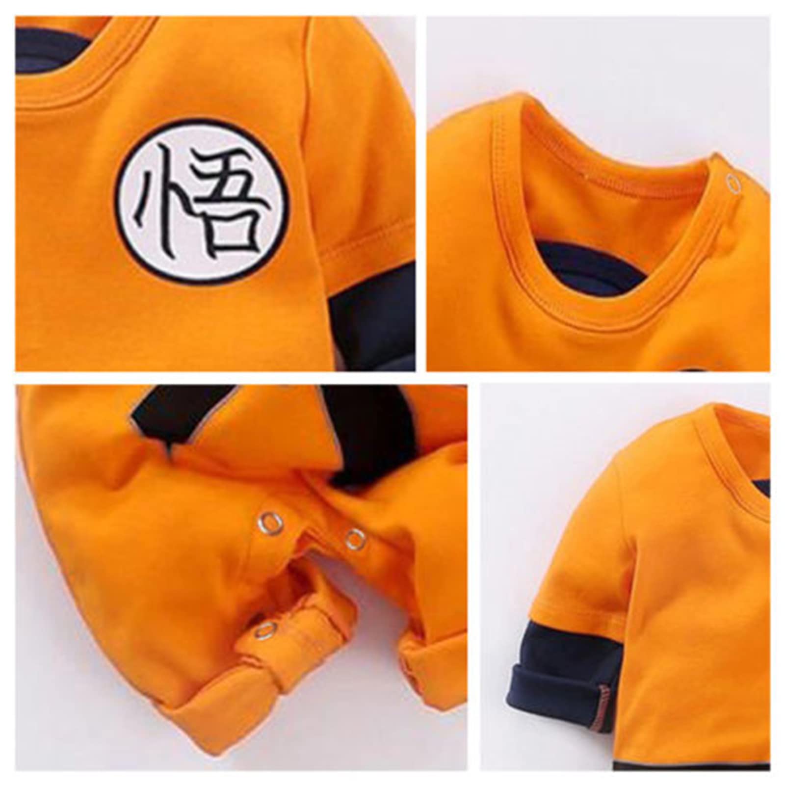 Chollius Dragon Ball Strampler für Jungen 0-24 Monate halbe Ärmel Goku-Bodysuit Aufdruck Gürtel runder Ausschnitt Dragon Ball-Strampler Wintergeschenk