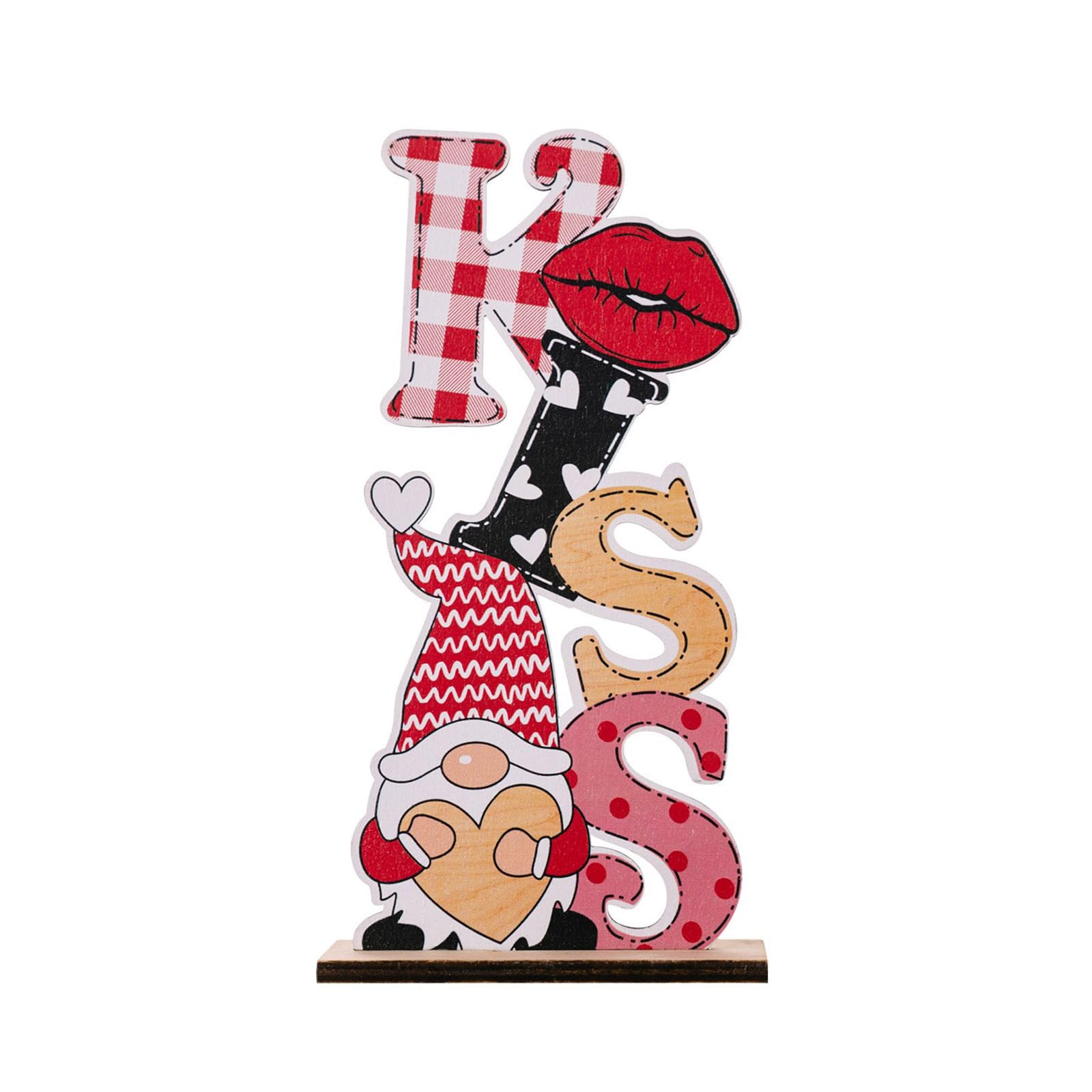 YWLUUOO Romantics Ornament Wood Love Kiss Letter Figurine Tabletop Sign for Farmhouses Wedding Centerpieces Tiered Tray Decors Valentines Day Home Accent