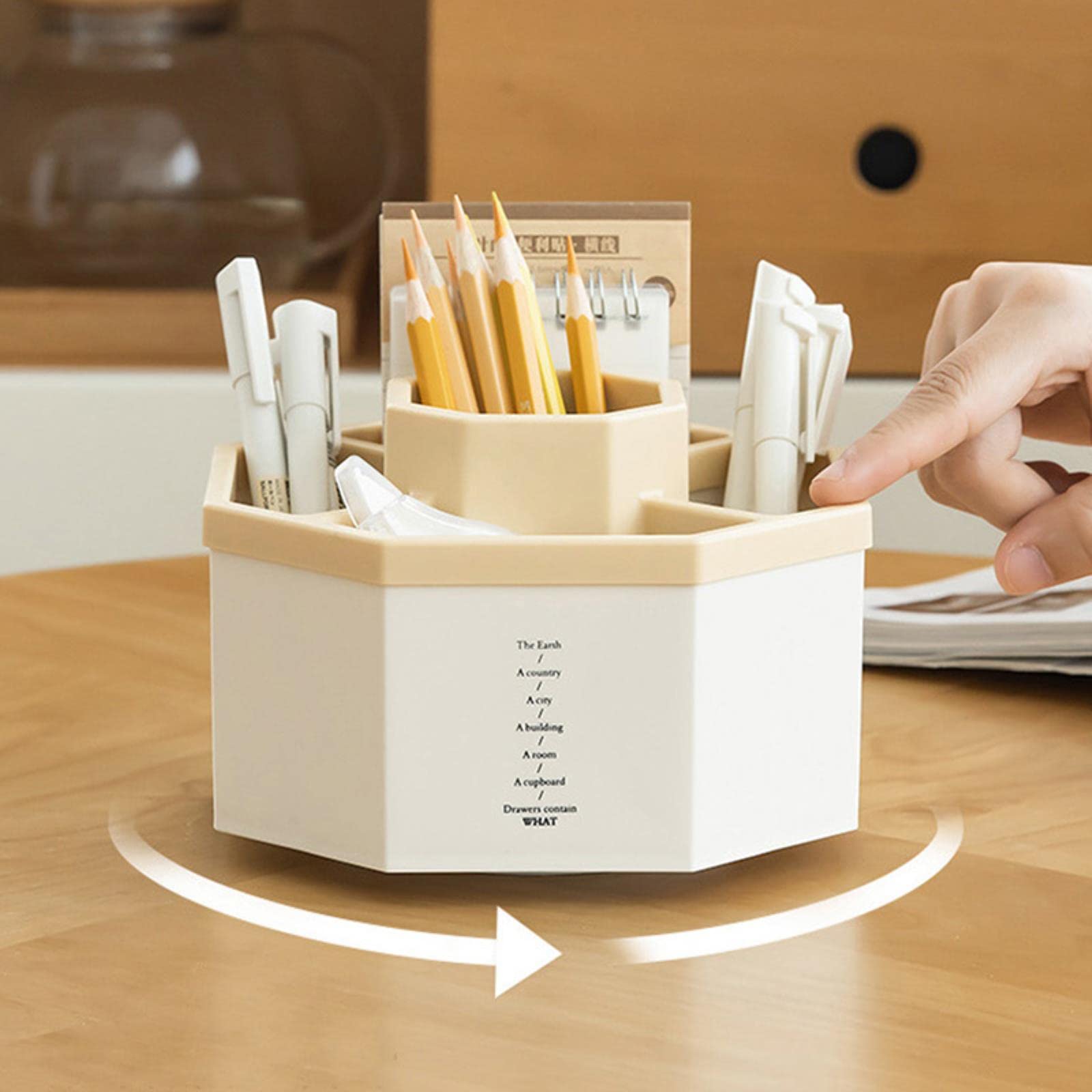 Houten Bureau Organizer DIY Desktop Tidy Pen Houder Grote