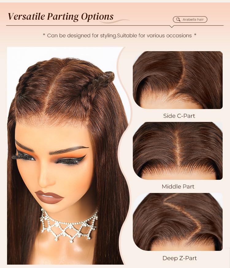 Image of Arabella Glueless Wigs 6x5 Lace Front Chocolate Brown Body Wave Wig 20inch