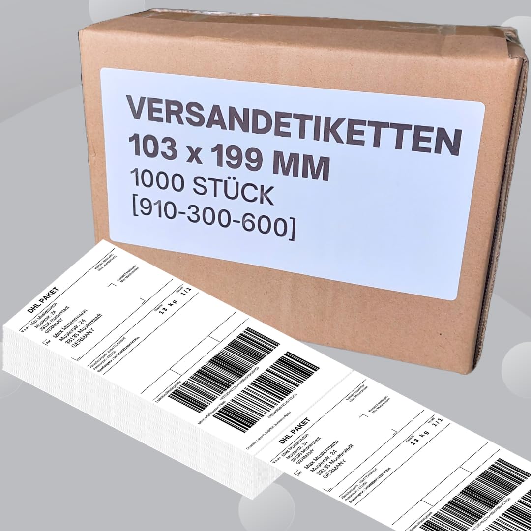 1000 DHL Versandetiketten A5 - Selbstklebend, Weiß, Für