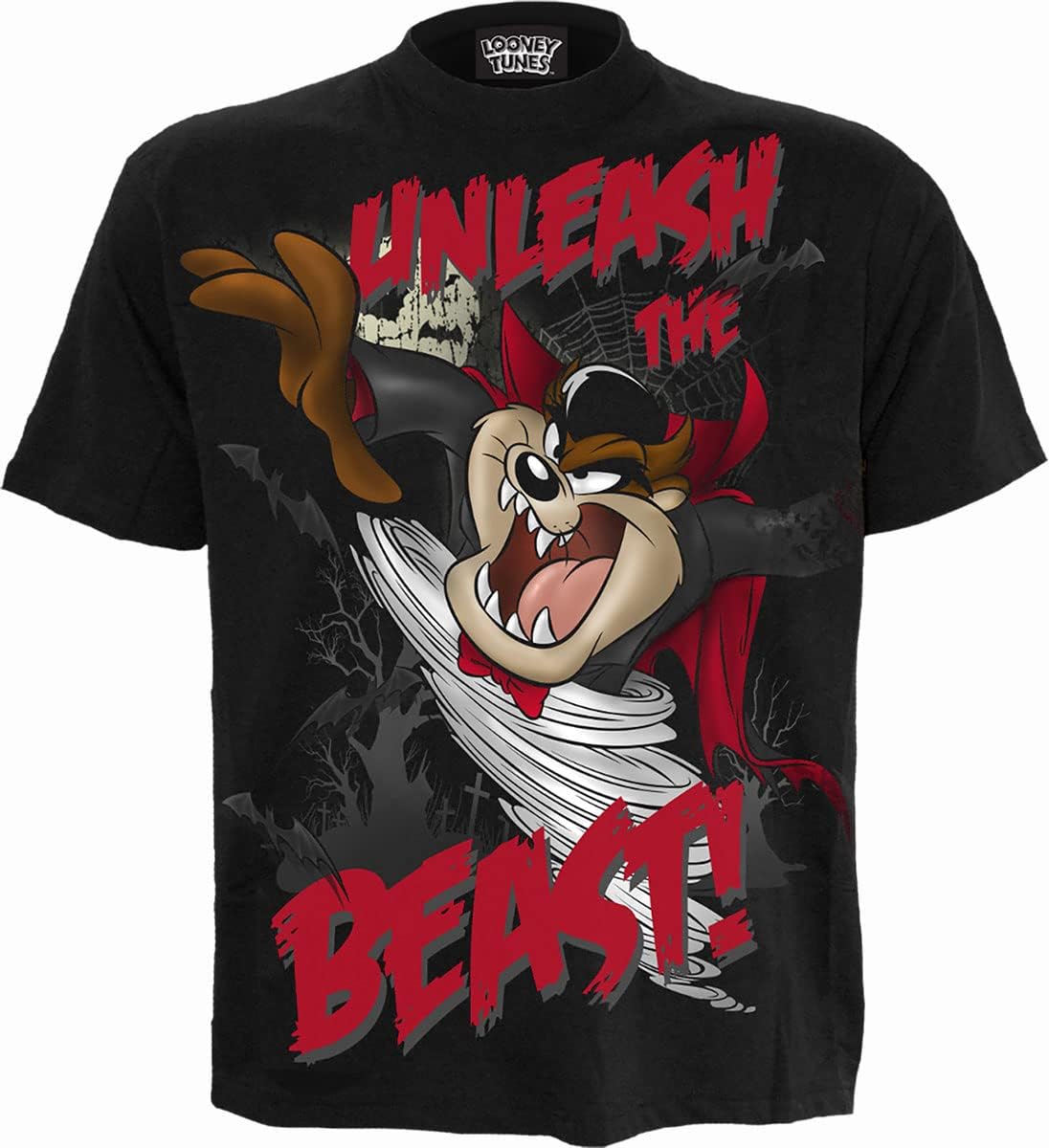 SpiralLooney Tunes - Taz - Unleash The Beast - Front Print T-Shirt Black - M