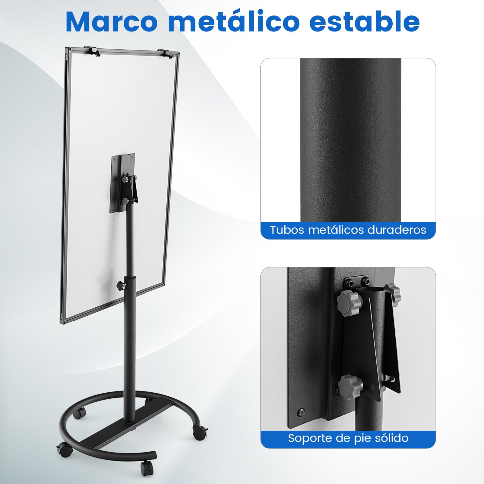 COSTWAY Pizarra Móvil 100x65 cm, Pizarra Blanca Magnética Ajustable Altura y Ruedas, Pizarra Blanca con Clips de Papel y Bandeja, Bloc de Notas de 25 Hojas, Imanes, Marcadores y Borrador (negro)