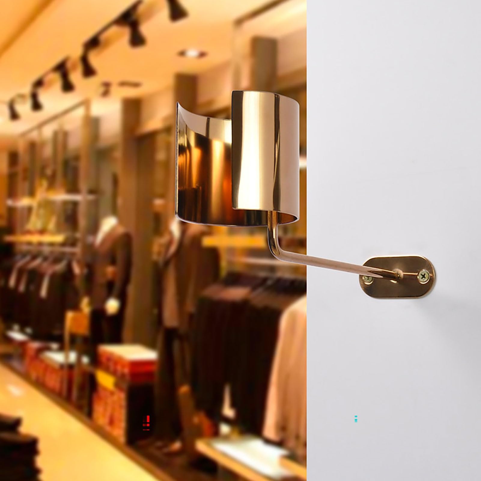 Espositore regolabile da parete in acciaio inox, per negozio di abbigliamento, confezione da 2, ideale per organizzare accessori per abiti