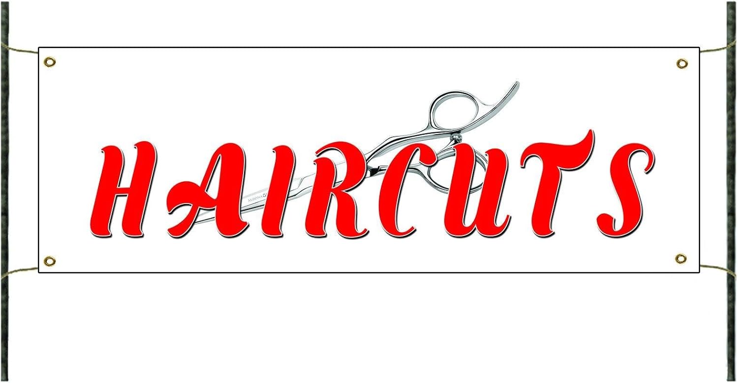 Haircuts Business Advertising Barbershop Banner Sign Hair Salon