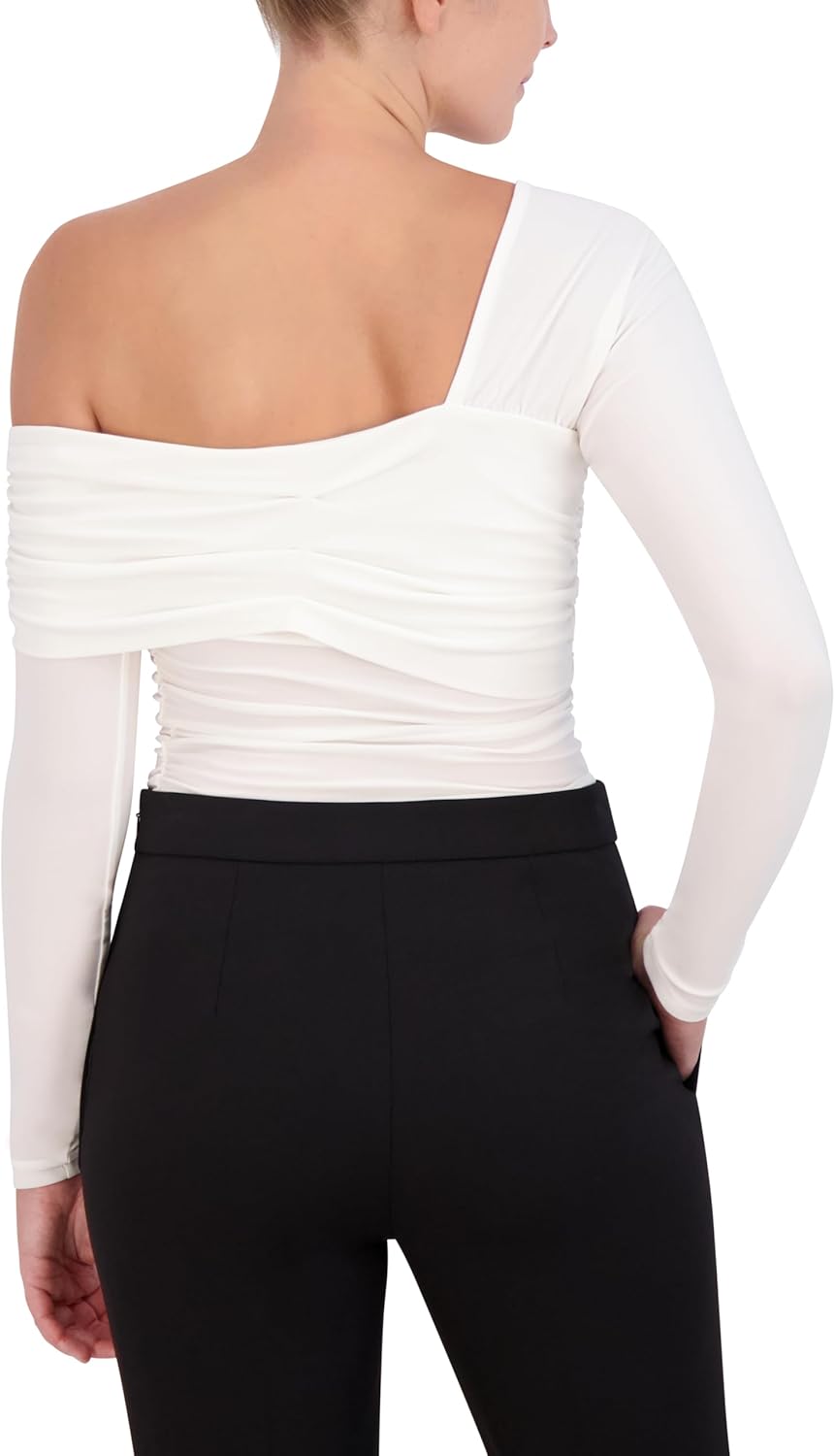 BCBGMAXAZRIA Womens Long Sleeve Asymmetrical Knit Top - Image 3