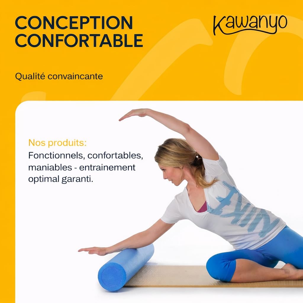 Rouleau de Massage pour Fascias et Muscles Foam Roller pour Fitness Pilates Yoga et Récupération Musculaire