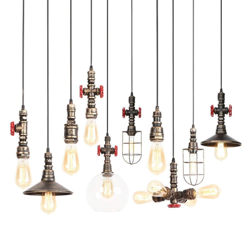 Pipada de Agua de Steampunk Pipada de tubería Luz Loft Metal lámpara Colgante de Metal Cafe rústico Restaurante de restaurantes Droplight Industria Accesorio de lámpara Colgante Linterna Colgar, luz
