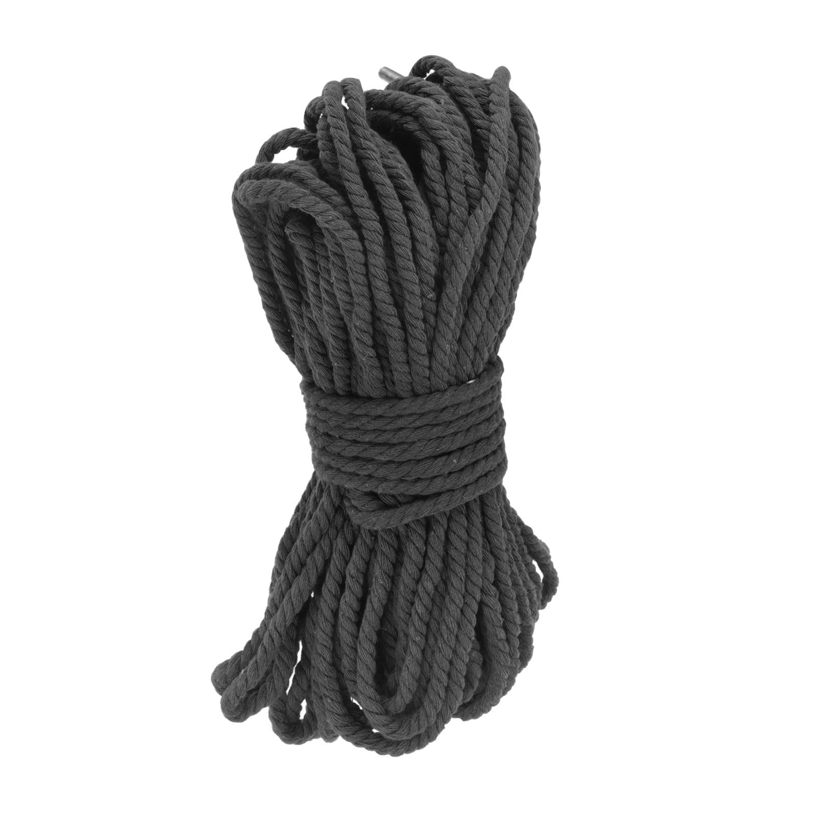 Rebower 0.3 Inch 98 Feet Macrame Cord, Cotton Cord Rope String 3 Strands Twisted Braided Thick Macrame Cord [for Crafts Wall Plant Hangers] - Dark Grey