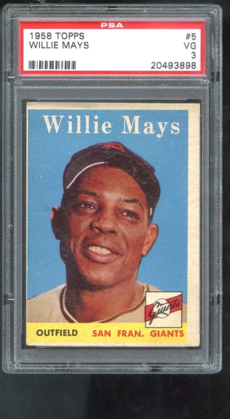 1958 Topps #5 Willie Mays San Francisco Giants VG PSA 3 Graded Baseball Card