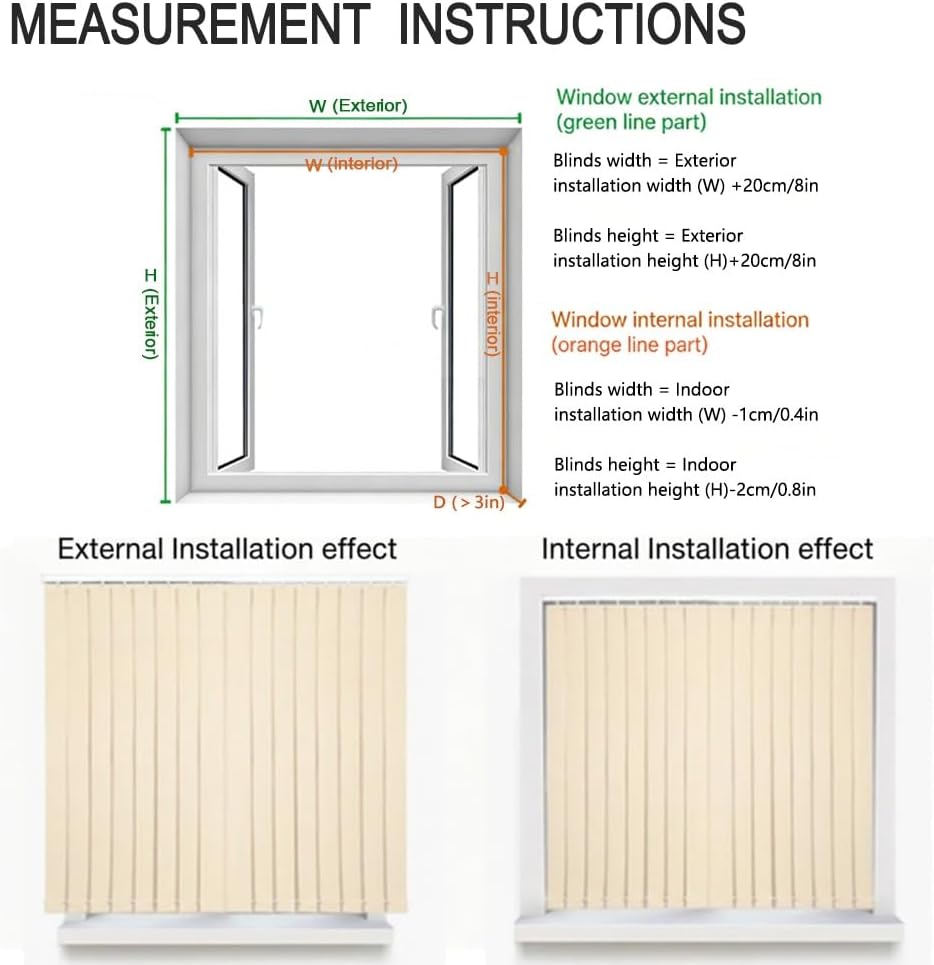Blackout Vertical Blinds Beige for Sliding Glass Doors, 104"x80" 86"x94" 59"x64" Light Filtering Fabric Shades, Cordless Room Darkening Privacy Window Blinds for Home Office(59" W*120" H)