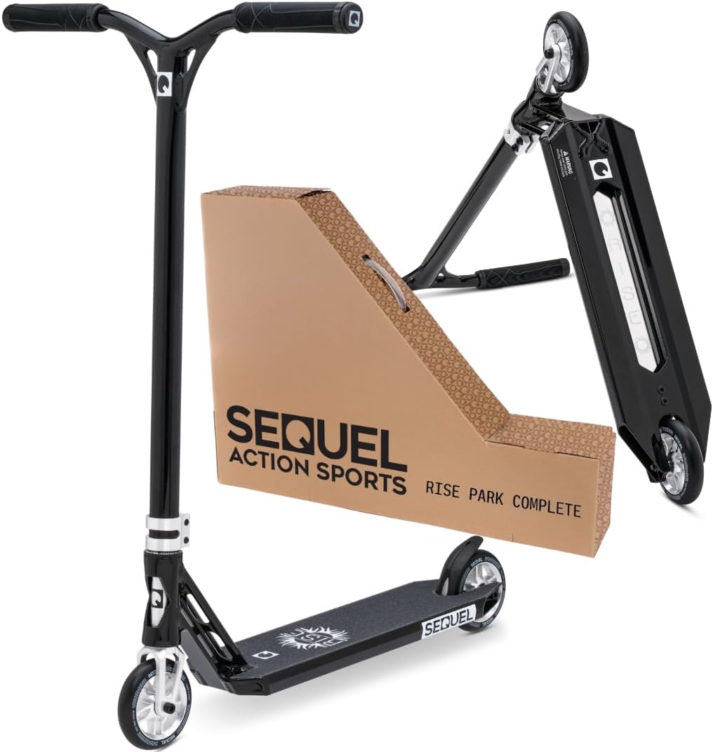 - Sequel Rise Stunt Scooter – Complete Pro Trick Scooter with Aluminum Frame, 110mm Wheels, 220 lbs Weight Capacity, Ages 8+