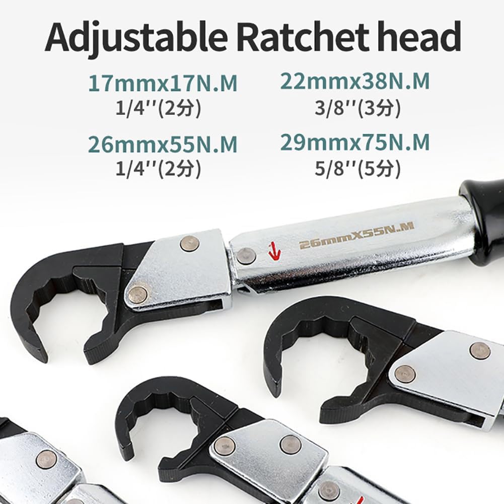 Chiave Dinamometrica A Cricchetto, Chiave A estremità Aperta, Strumento di Riparazione Aria Condizionata, Chiave A Cricchetto Regolabile, per Tubo di Rame da 1/4", 3/8", 1/2'', 5/8"