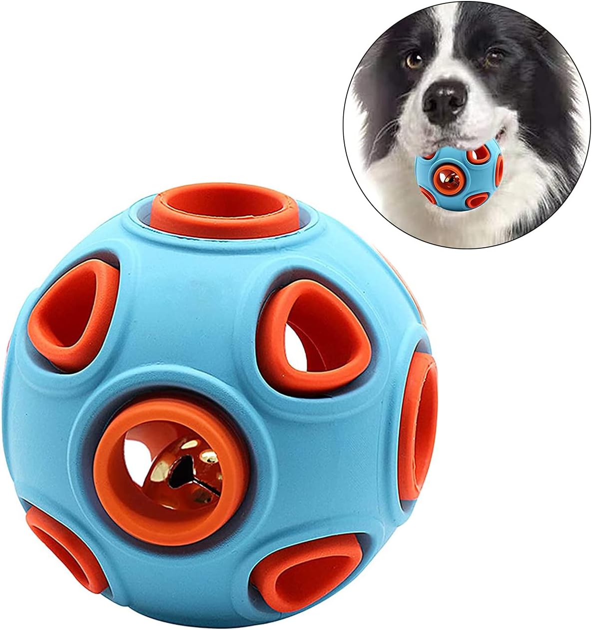 犬用おもちゃ 犬用噛むボール ゴム製 ペットボール 犬 投げるおもちゃ 音が出る 犬 おやつ 鈴入れ 歯垢除去 マッサージ効果 ストレス解消 運動不足軽減 大小中型犬 インタラクティブトレーニング用 歯磨き B ペット用品