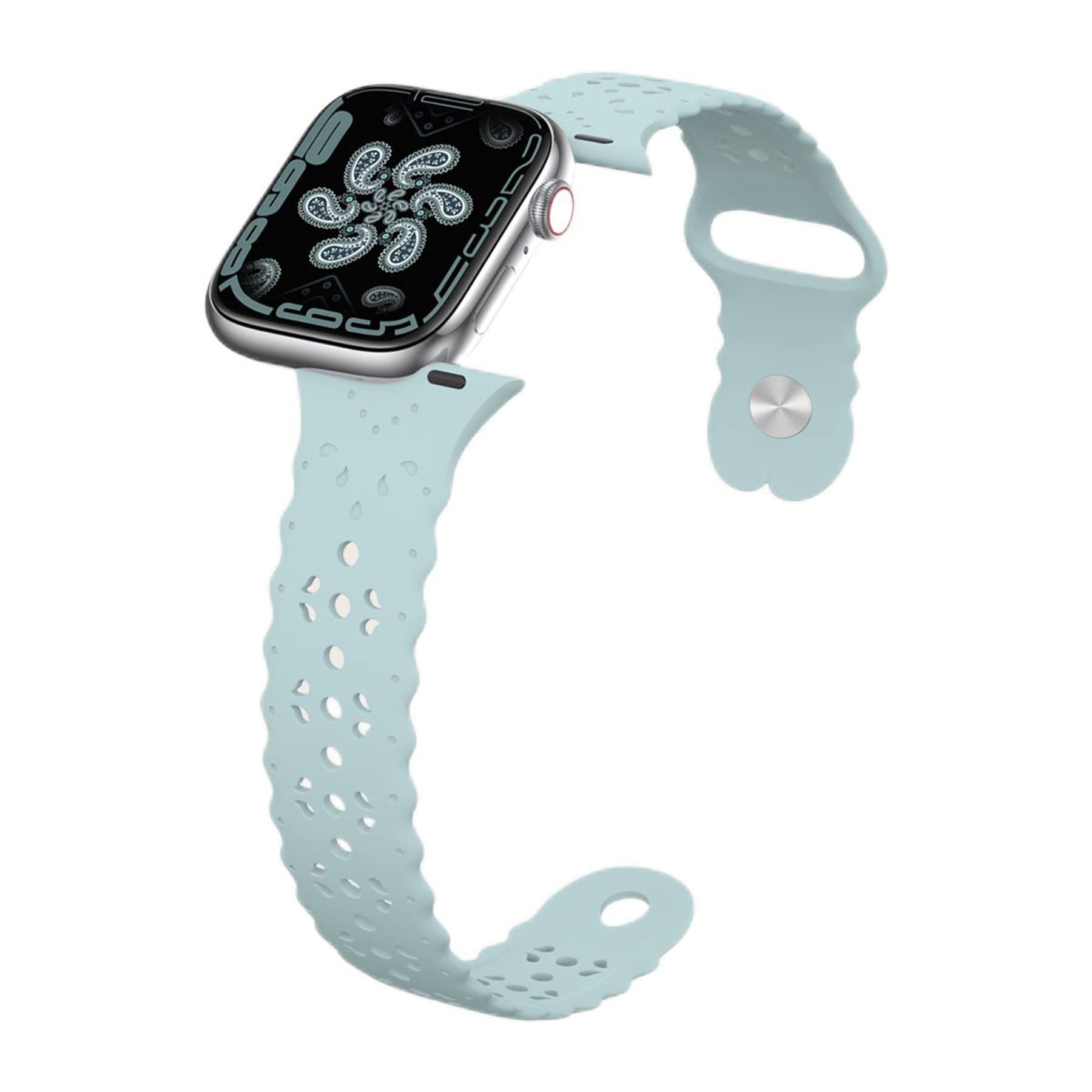 Floral Silicone Band Compatible with Apple Watch 38mm 40mm 41mm 42mm 44mm 45mm Women Men,Wristbands Soft Sport Breathable ...