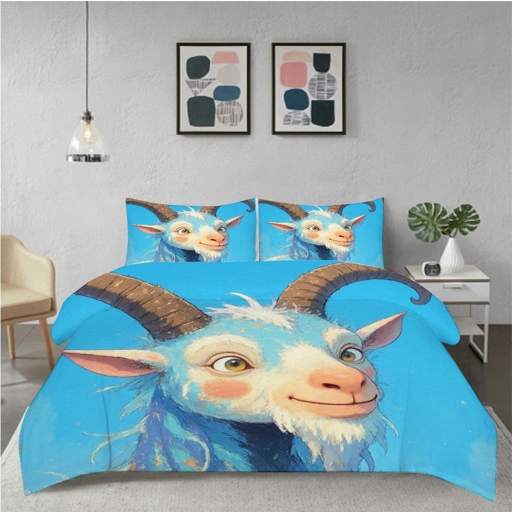 Set di Copripiumino Matrimoniale 240x260 cm Capra Blu A5790