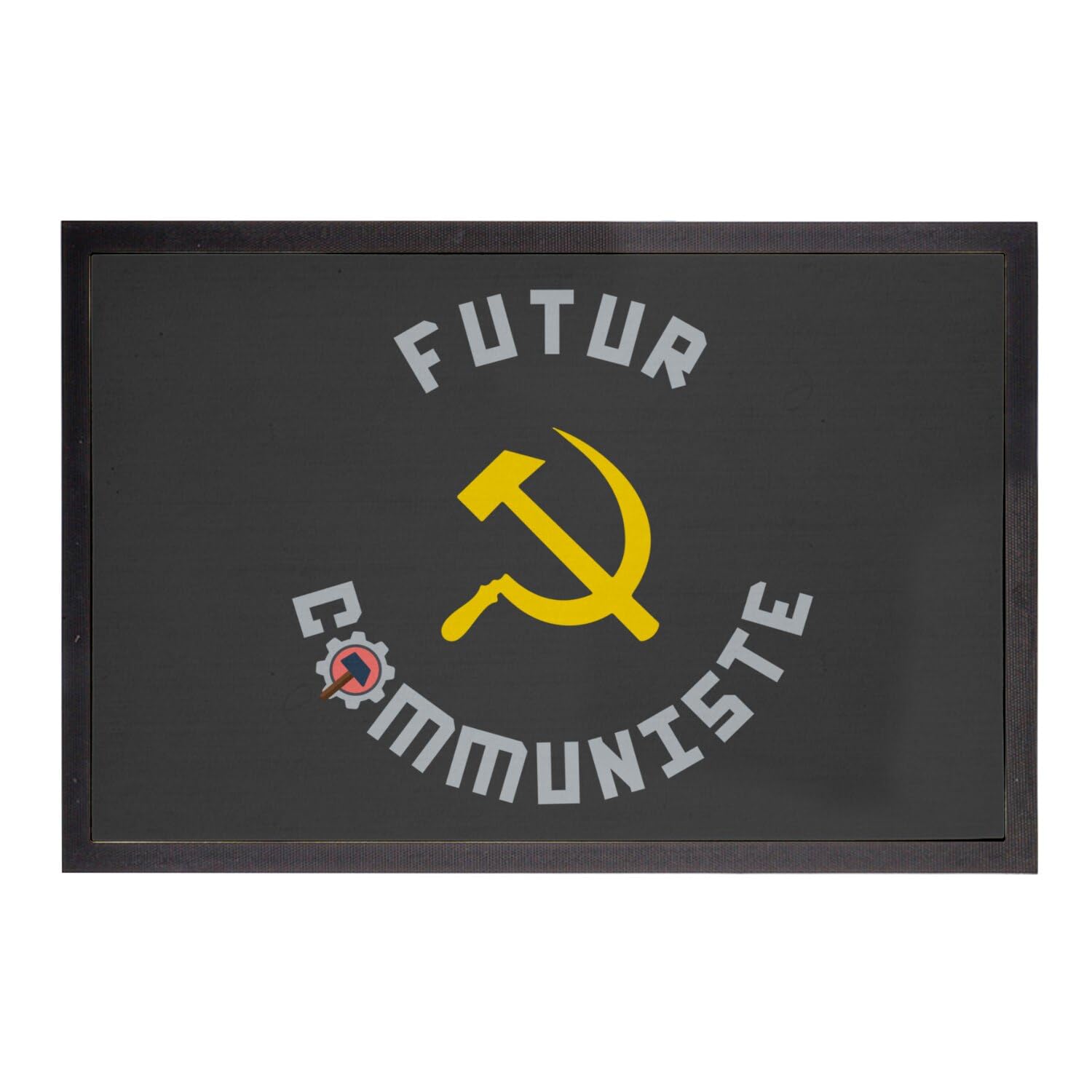 Paillasson noir humour politique Futur Communiste 75x50 cm pour entrée originale