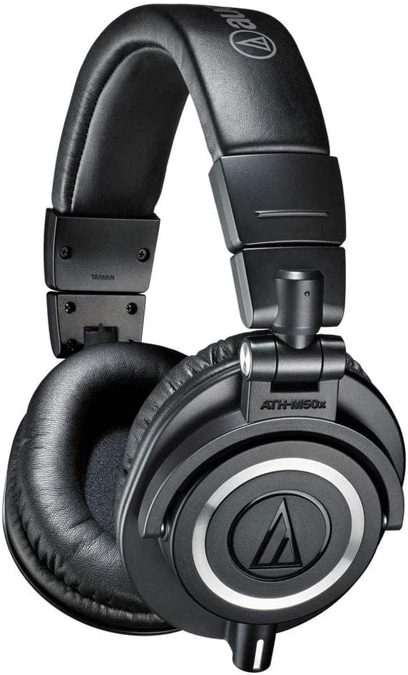 audio technica ath m50x closed back professional monitor headphones 90%c2%b0 swiveling earcups black headphone case 14 inch trs extension cab