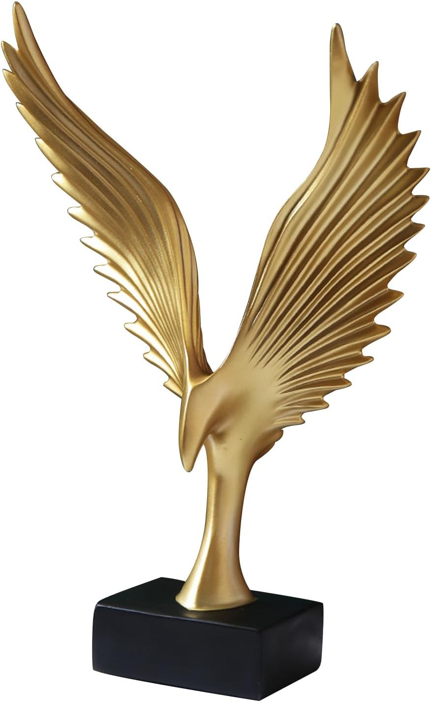 Eagle Statue Decoration, Eagle Sculpture Modern Home, Office Figurine Decor Desktop Decoration, Modern Ornament For Home,Study,Living Room,Office, Art Gifts (Gold)