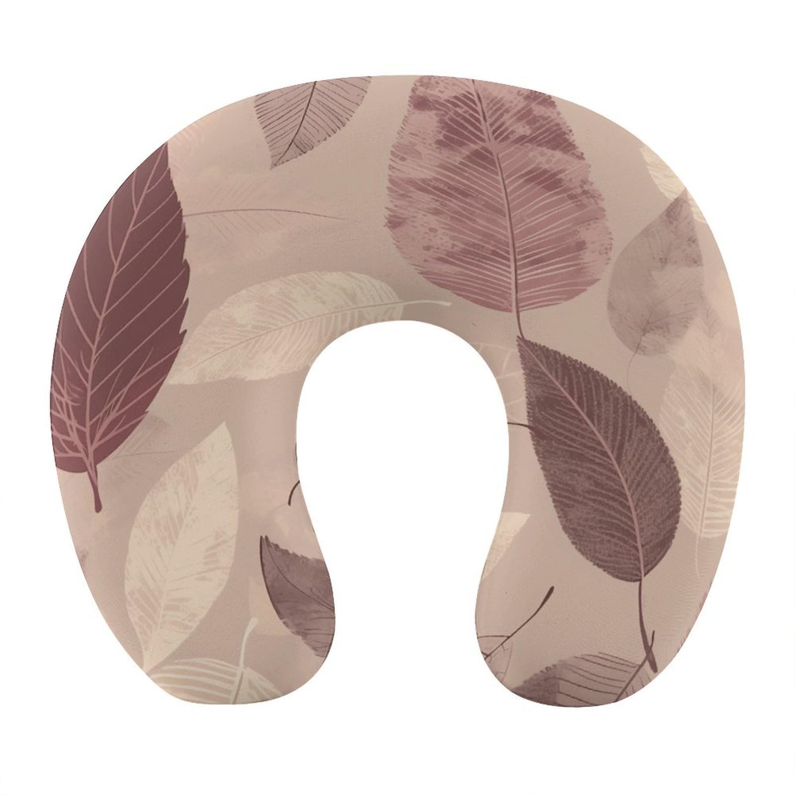 Btcowzrv Style Light Maroon And Gray U Shaped Neck Pillow Travel Pillows