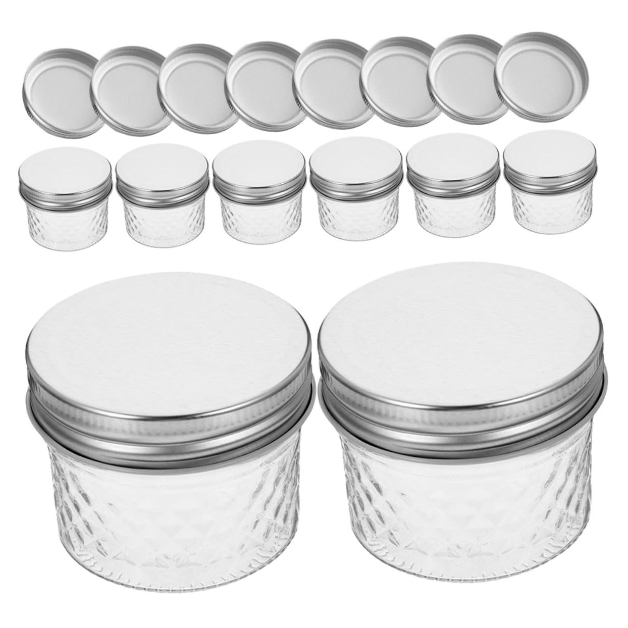 Cabilock Set da 16 Barattoli in Vetro da 120ml Coperchio Ermetico, Vasetti per Marmellata per Pasticcerie e Hotel, Bocca Larga e Design Semplice
