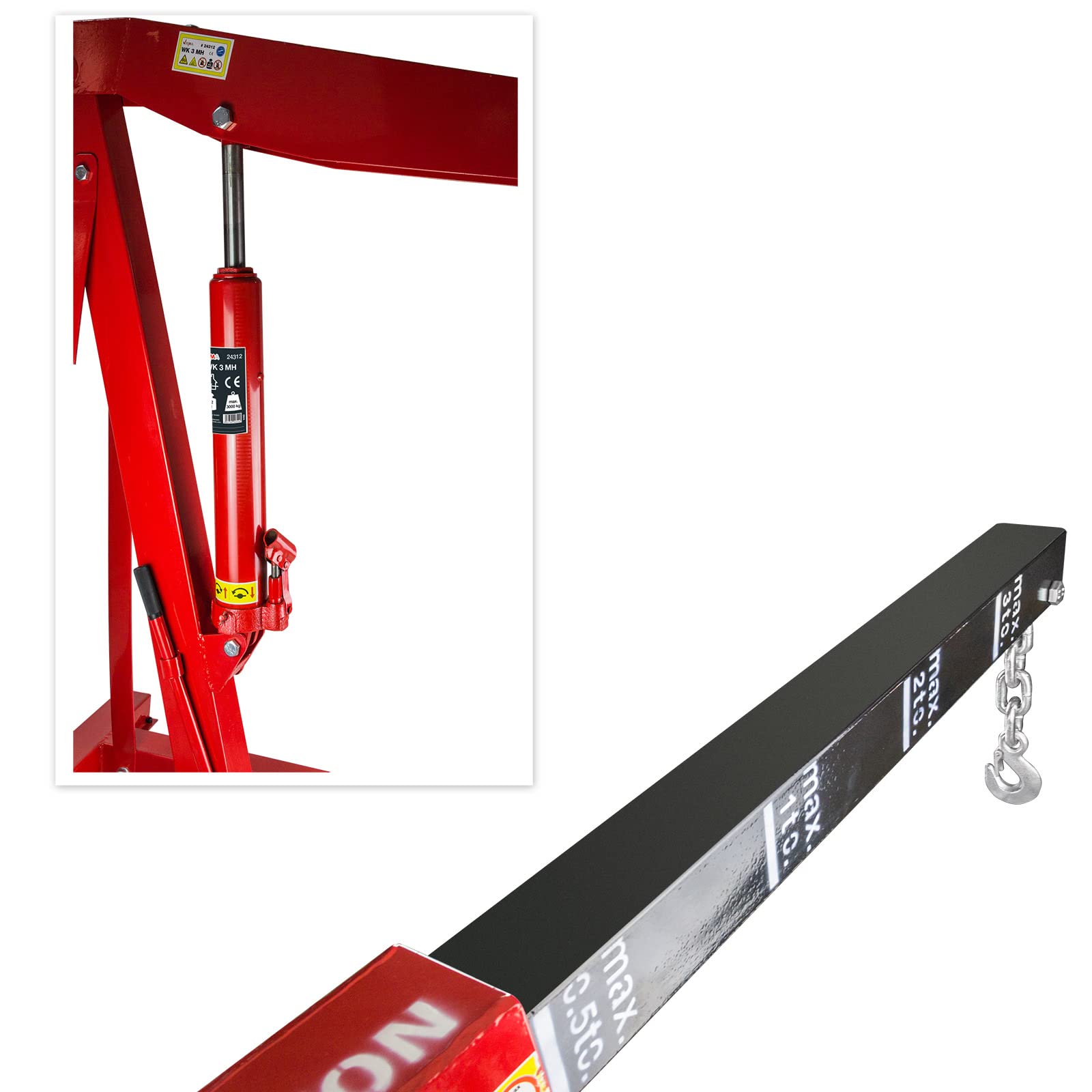 DEMA Werkstattkran 3000 kg / 3 t - Kran, Motorkran, Motorheber, Hebekran, Getriebekran - Stabil, Mobil, Belastbar - Für Auto, Motoren, Werkstatt, Garage, Lastenheben