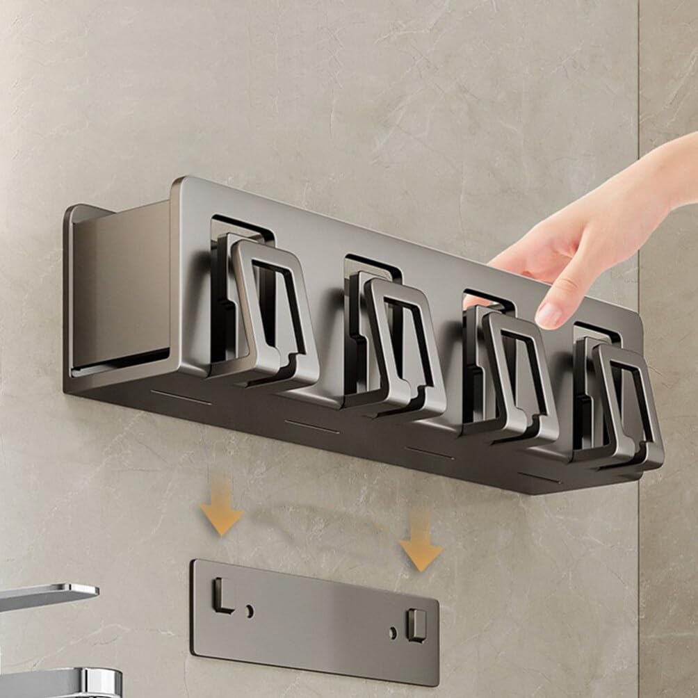 Cabilock Punch Toothbrush Holder Wall-Mounted Bathroom Organizer for Toothbrushes Saves Space Easy Installation Sleek Design for Shower Bathroom Use